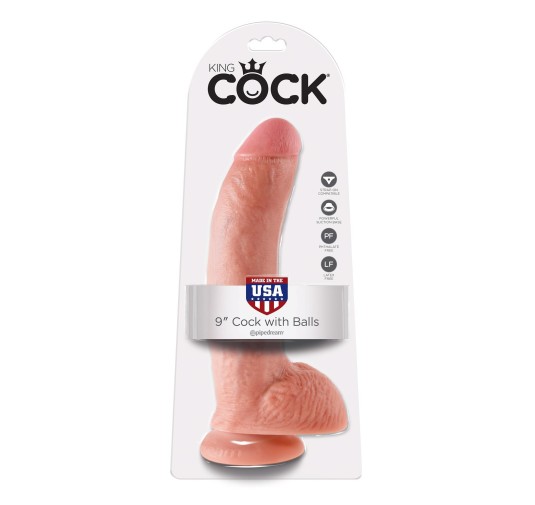 Dildo-cock 9 inch w/ balls flesh